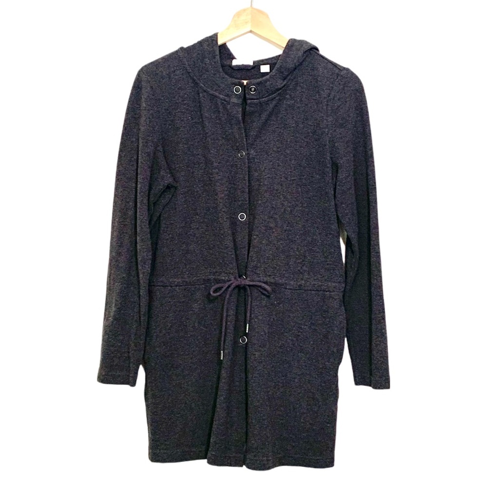 Pure Jill by J. Jill Dark Gray Hooded Cardigan Sweatshirt XS Cinched Waist